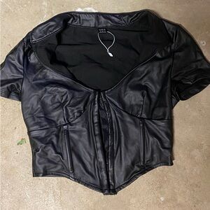 Pu leather biker shirt
